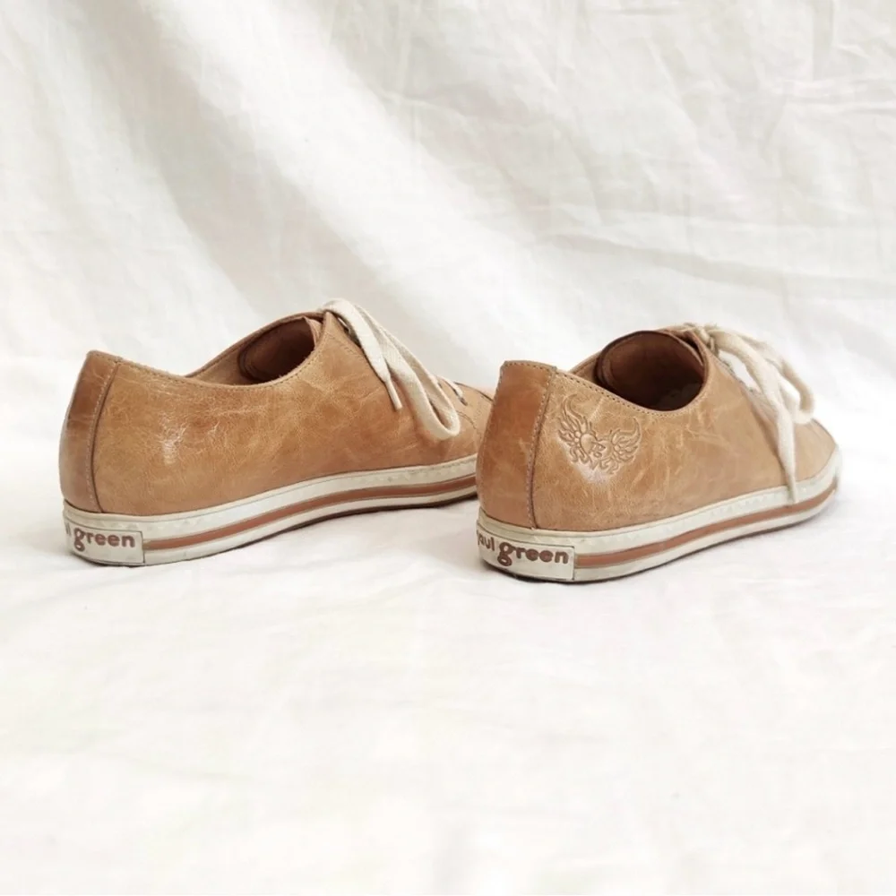 Paul Green Leather Sneakers in Tan